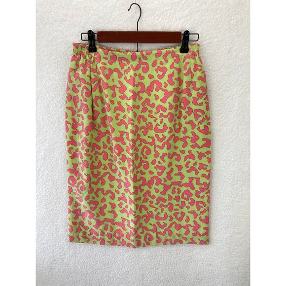 Anne Crimmins Umi Collections Women’s 8 Leopard Multicolor Pencil Skirt Retro - Picture 2 of 8